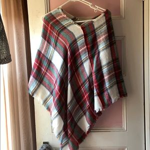 Plaid, winter poncho sweater